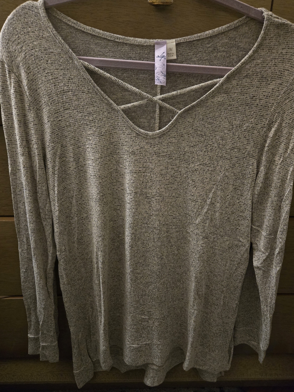 Crisscross Gray Long-Sleeve Women's Top